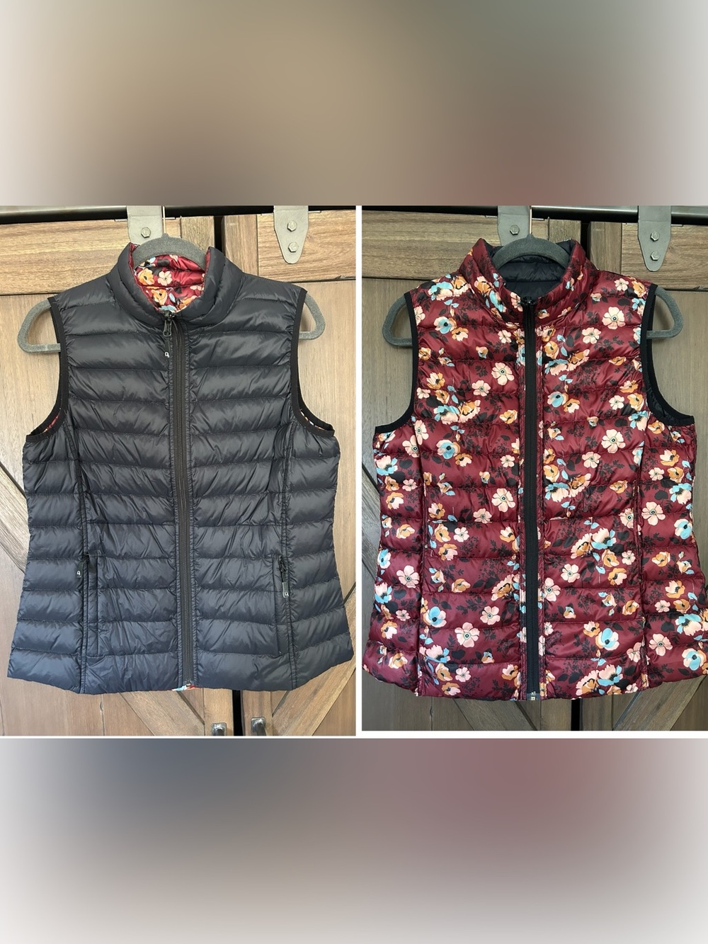 Dover Saddlery Reversible Black to Floral Puffer Vest in Size Large Like New